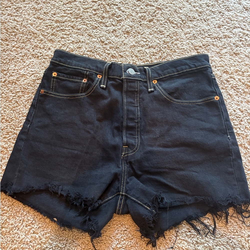Levi's Black Frayed Jean Shorts